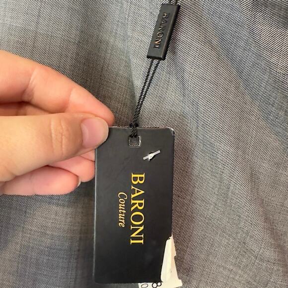 NWT Baroni Couture Men’s Unhemmed Dress Pants Size 48L Gray 100% Wool Office - Picture 4 of 8